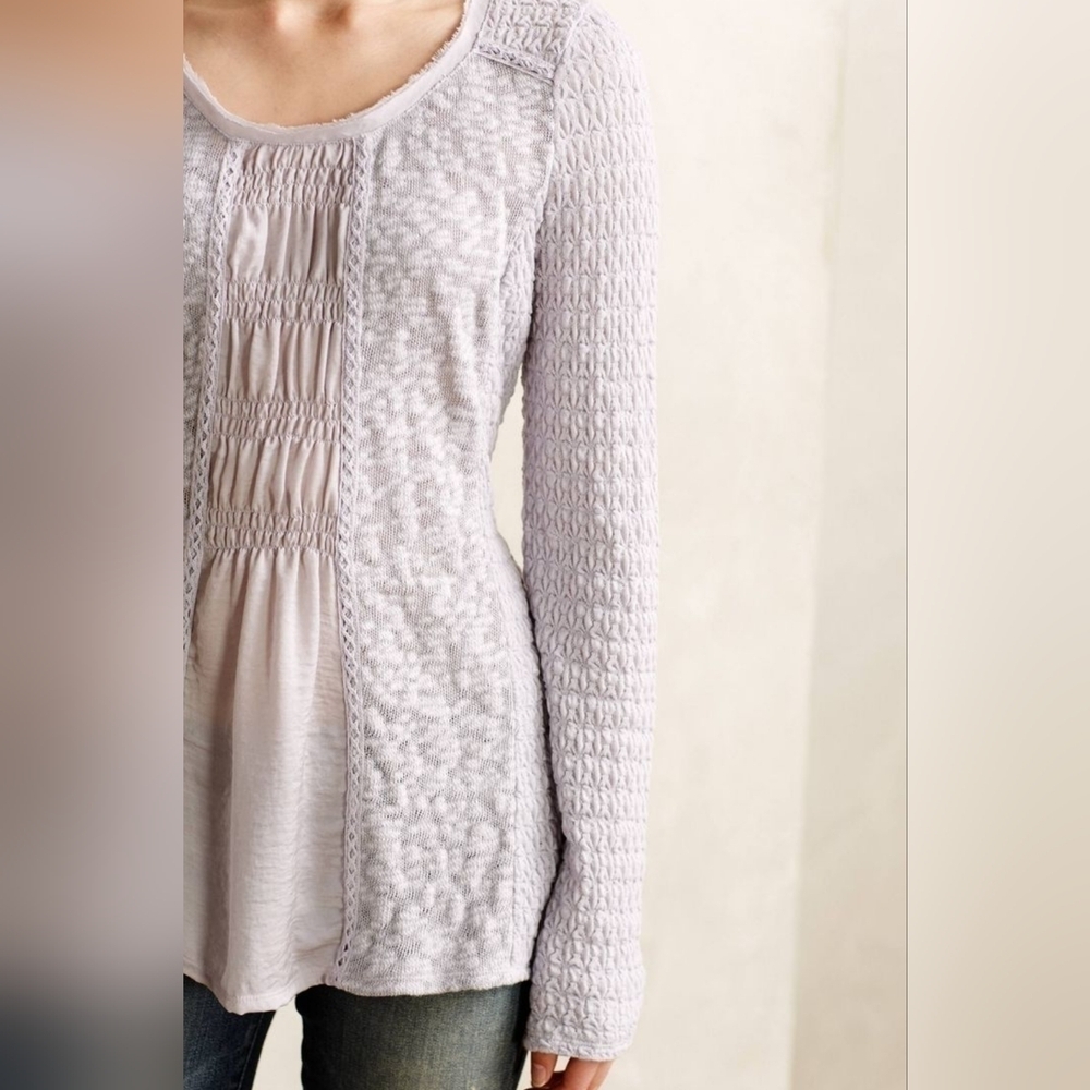 Meadow Rue Anthropologie Triple Texture Knit Scoop Neck Long Sleeve Top Purple M - Picture 13 of 13